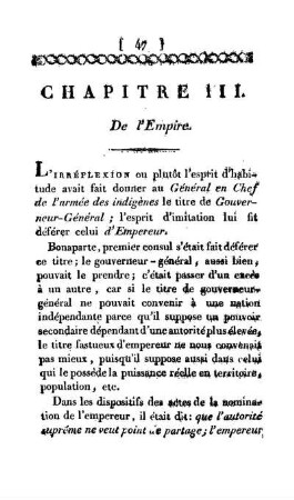 Chapitre III. De l'Empire.