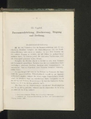 III. Capitel. Zusammendrückung, Abscheerung, Biegung und Drehung.