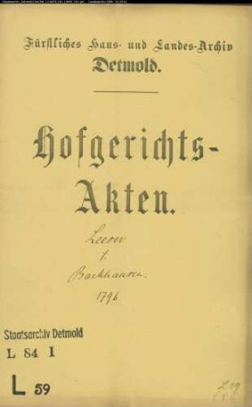Leeser, Jos., Hofagent gegen Kaufmann Barkhausen (zu Detmold) - Bestätigung einer Schuld- und Pfandverschreibung