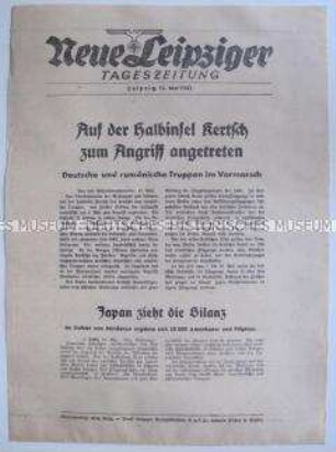 Extrablatt der "Neuen Leipziger Tageszeitung" u. a. zum deutsch-rumänischen Vorstoß bei Kertsch