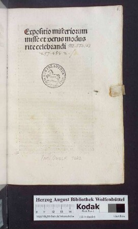 Expositio misterioru[m] misse et verus modus rite celebrandi