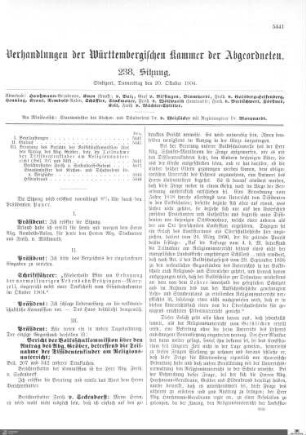 238. Sitzung, Stuttgart, 20.10.1904