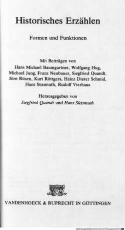 Historisches Erzählen : Formen und Funktionen