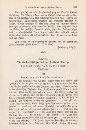 331-355 Die Eucharistielehre des hl. Justinus Martyr : Fortsetzung