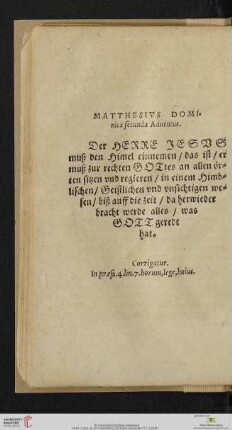 Matthesius Dominica secunda Aduentus