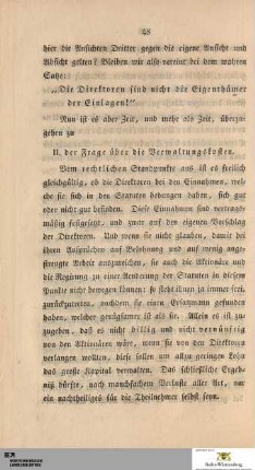II. Die Verwaltungskosten