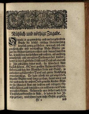 Nützlich und nöthige Zugabe.