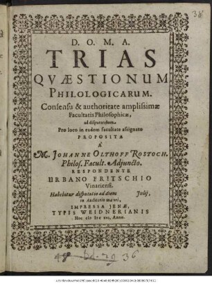 Trias Quaestionum Philologicarum