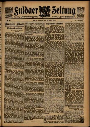 Zweite Ausgabe vom Samstag, den 29. April 1905.