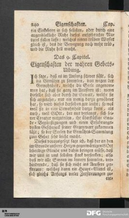 Das 9. Capitel. Eigenschaften der wahren Gebets-Uibung.