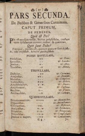 Caput Primum, De Pedibus.