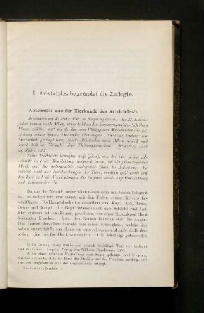 1. Aristoteles begründet die Zoologie