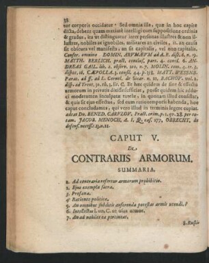 Caput V. De Contrariis Armorum.