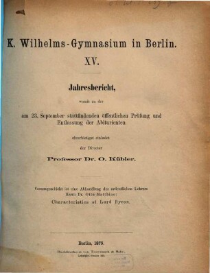 Jahresbericht : über das Schuljahr Ostern .... 1874/75 (1875)