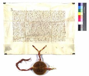 König Karl bestätigt auf Bitten des Abtes Kuno von Ellwangen dem Konvente desselben die inserierte Urkunde Kaiser Heinrichs II. von 1024 Februar 5, Schenkung des Waldes Virgunda betreffend.