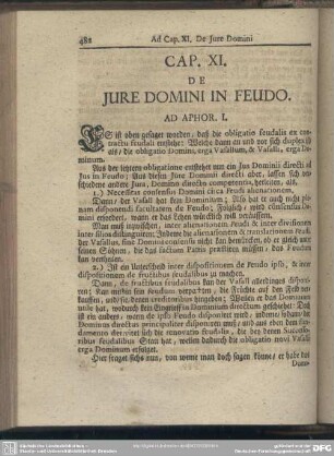 Cap. XI. De Iure Domini In Feudo