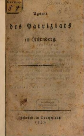 Agonie des Patriziats in Nürnberg