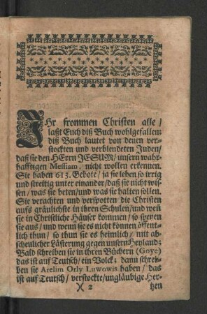 [Gründliche und eigentliche Beschreibung von den blinden Juden ihrer falschen Vermeynten Freunde / ...]
