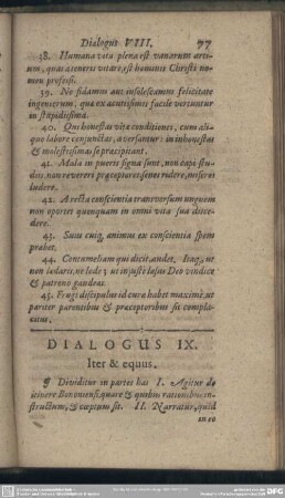 Dialogus IX. Iter & equus