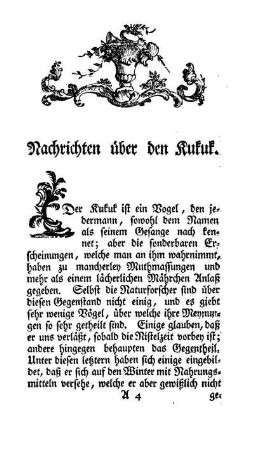 Nachrichten über den Kukuk.