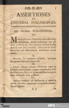 Assertiones Ex Universa Philosophia.