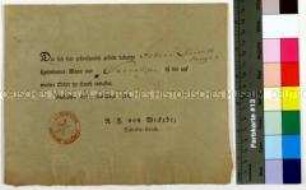 Entlassungsschein aus dem Landsturm für Johann Dietrich Meyer aus Serrahn