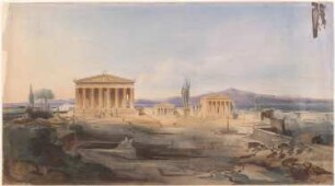 Akropolis, Athen Rekonstruktion: Ansicht: Blick auf die Akropolis von Osten her