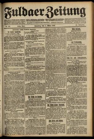 Erste Ausgabe vom Samstag, den 03. März 1917.