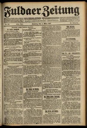 Erste Ausgabe vom Samstag, den 03. März 1917.