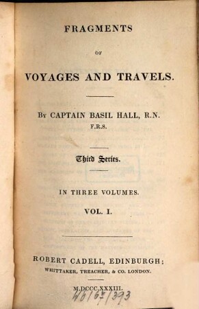 Fragments of voyages and travels, Ser. 3. Vol. 1