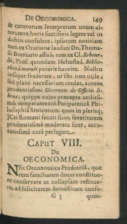 Caput VIII. De Oeconomica.
