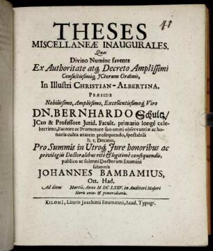 Theses Miscellaneae Inaugurales