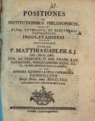 Positiones ex institutionibus philosophicis