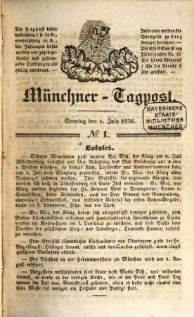 Münchener Tagpost, 1838 = Jg. 1 = Juli - Dez.