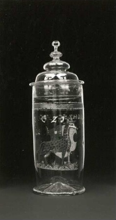 Deckelhumpen mit Darstellung einer Antilope. Sachsen, 1621. Glas, Emailmalerei, z. T. vergoldet. Dresden: Kunstgewerbemuseum (Haase, 1988, Kat. Nr. 18)