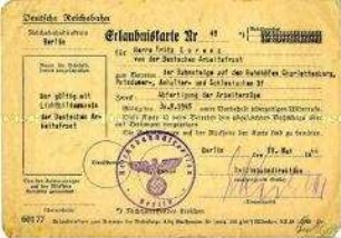 Erlaubnis zum Betreten verschiedener Bahnhöfe