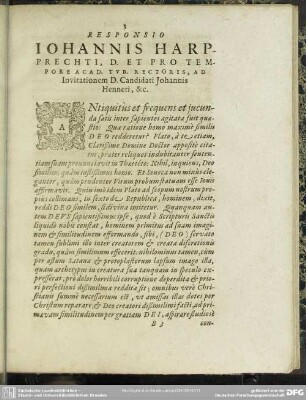 Responsio Rectoris Magnifici, et cetera