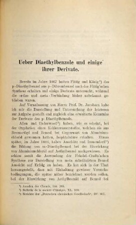 Ueber Diaethylbenzole und einige ihrer Derivate