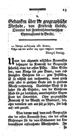 Gedanken über die geographische Methode