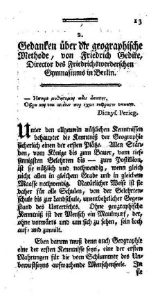 Gedanken über die geographische Methode