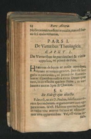 Pars I. De Virtutibus Theologicis.