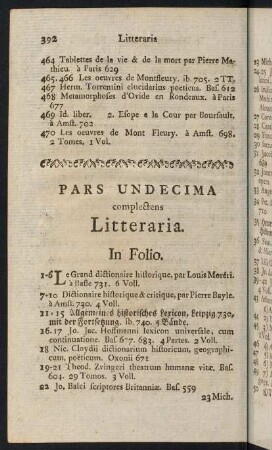 392-441, Pars Undecima complectens Litteraria