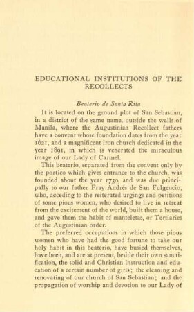 Educational institutions of the Recollects