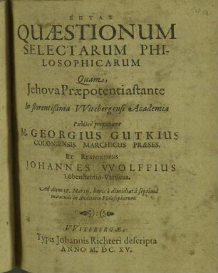 Heptas quaestionum selectarum philosophicarum