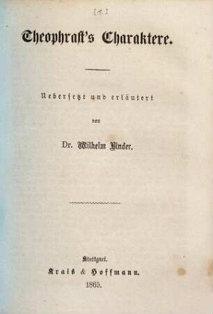 Theophrast's Charaktere