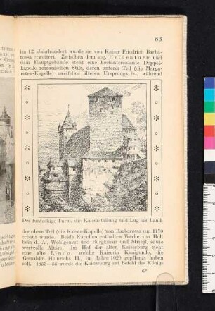 Der fünfeckige Turm, die Kaiserstallung und Lug ins Land.