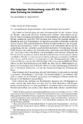Die Leipziger Volkszeitung vom 27. 10. 1989 - eine Zeitung im Umbruch
