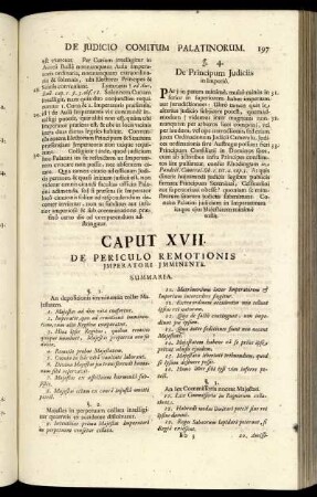 Caput XVII. De Periculo Remotionis Imperatori Imminente.
