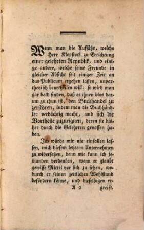 Zufällige Gedanken eines Buchhändlers über Klopstocks Anzeige einer gelehrten Republik