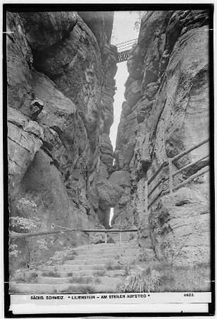 Sächsische Schweiz Lilienstein. Am steilen Aufstieg